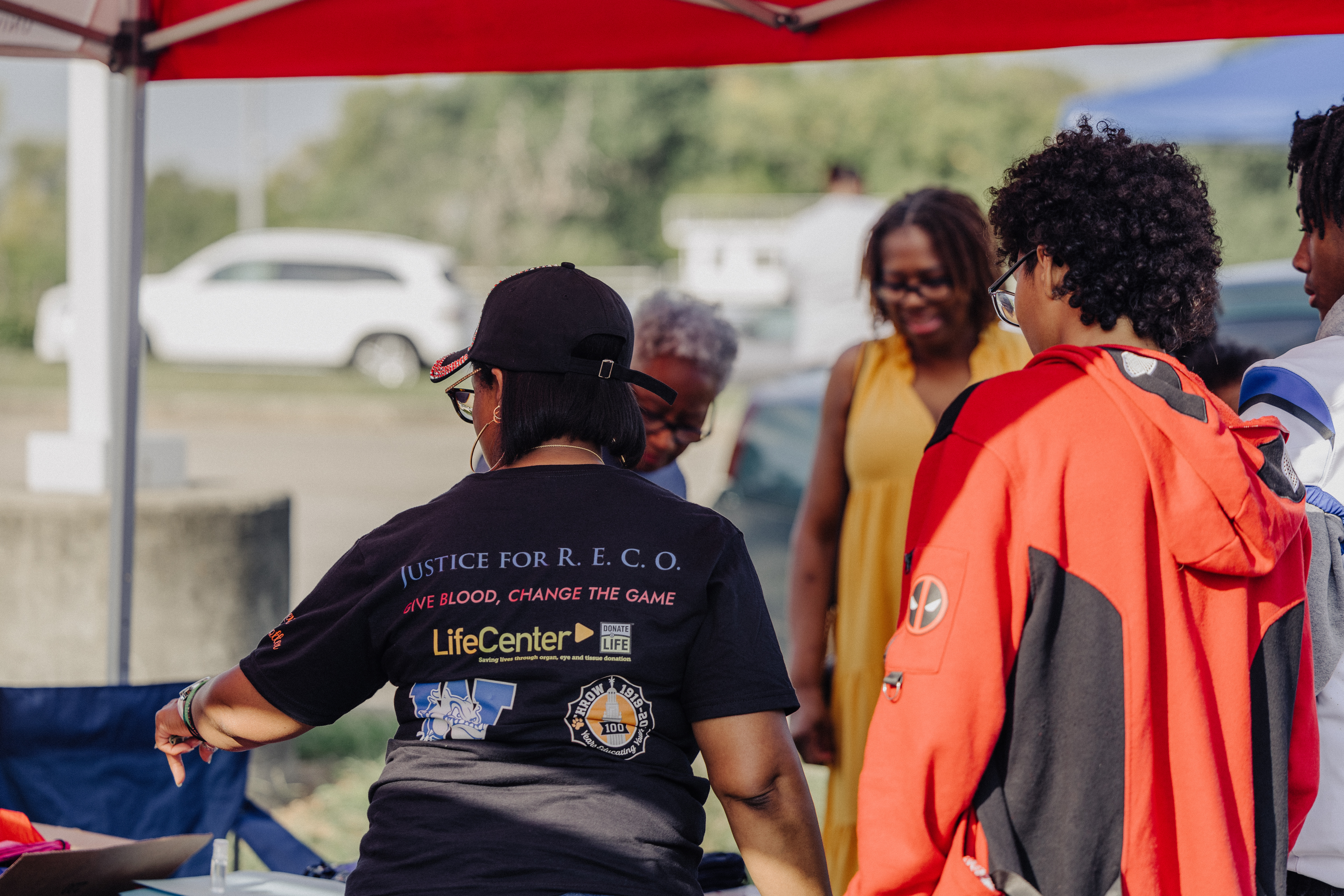Hoxworth booth at the blood drive