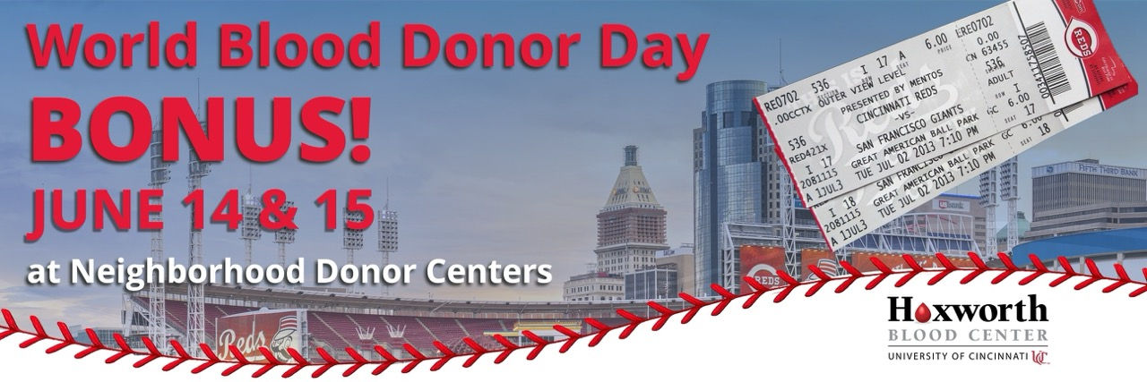 Donate June 14 and 15 and receive the USA Jersey PLUS a bonus voucher for Reds tickets as a thank you from Hoxworth! At neighborhood donor centers only.