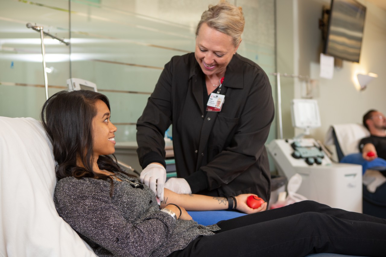 Staged scenes at the Hoxworth Blood Center