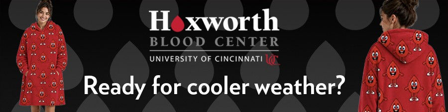 Donate blood this October to receive the Hoxworth wearable blanket.