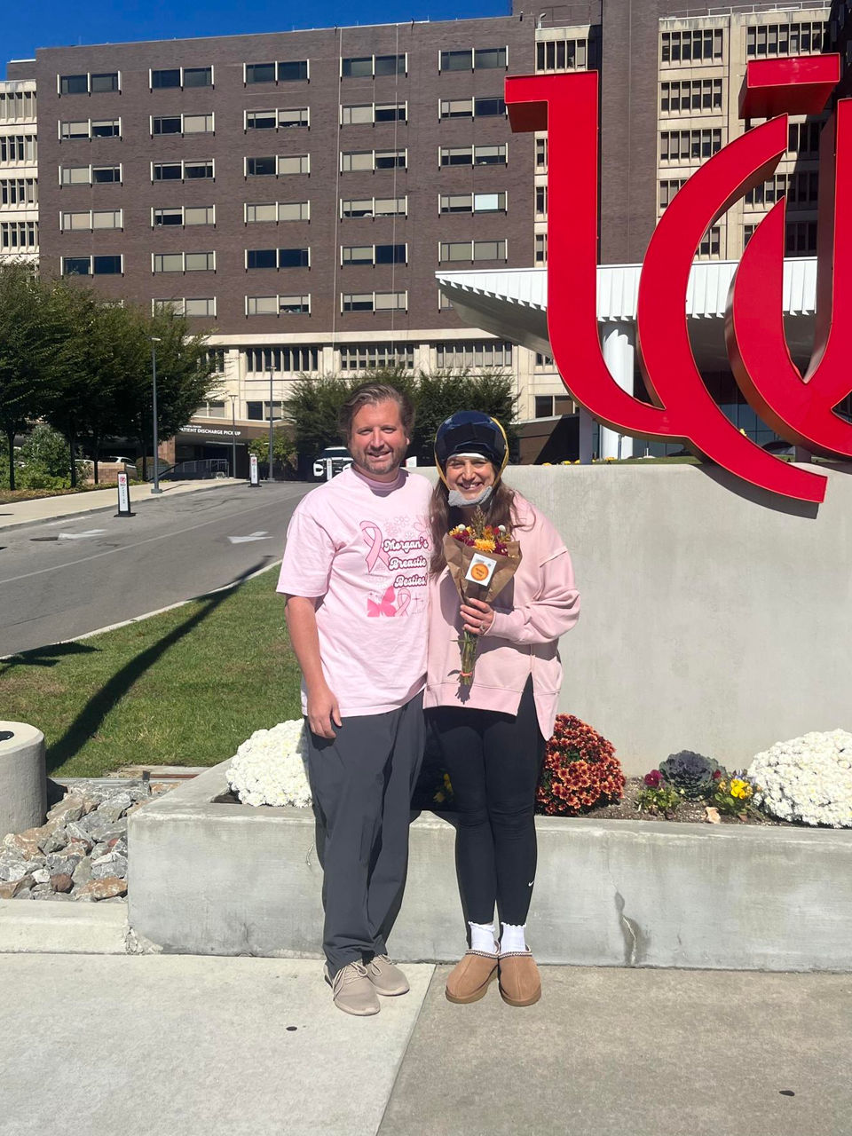 Morgan with her husband at the hospital