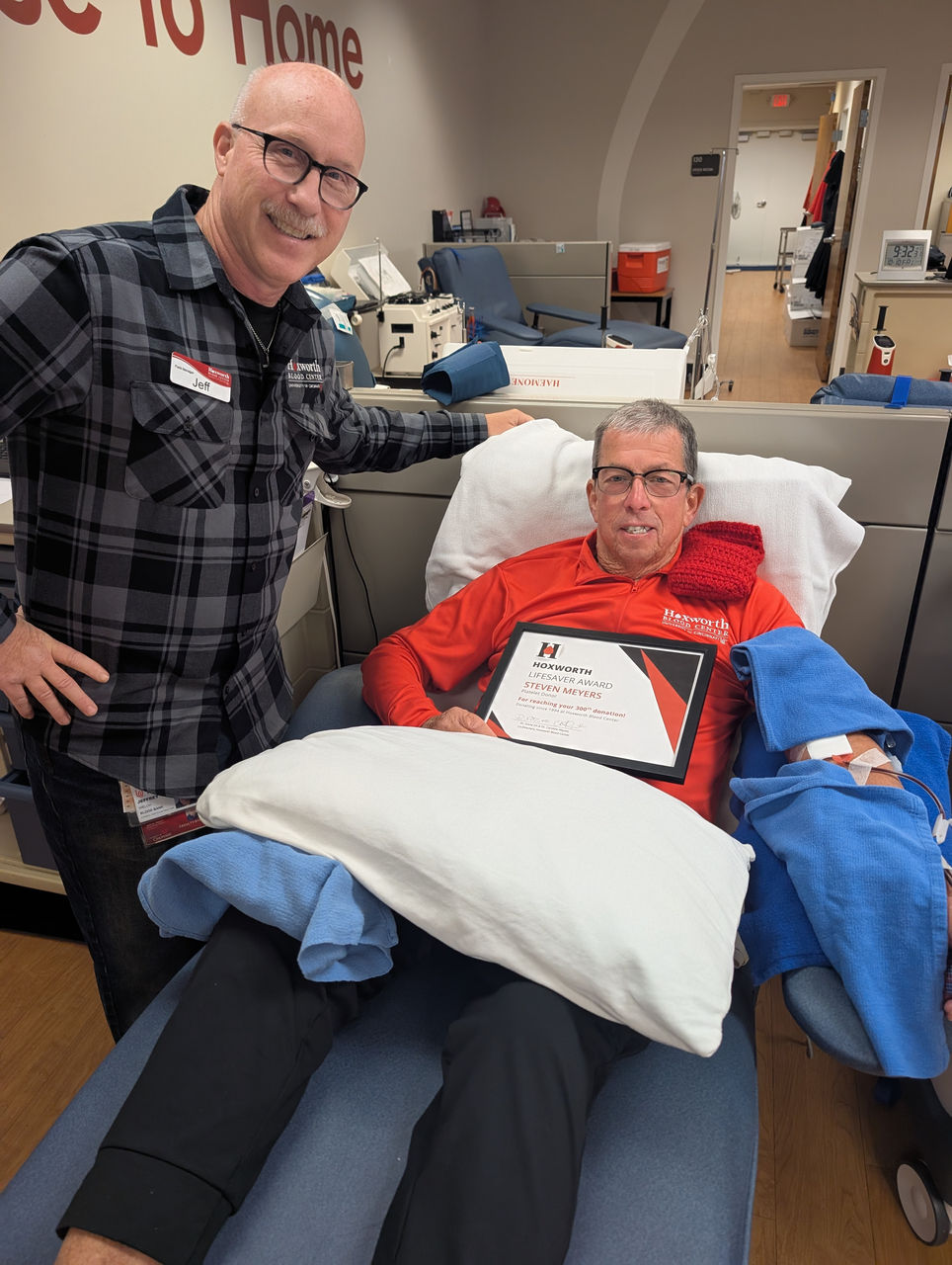 Steven with Jeff for his 300th donation