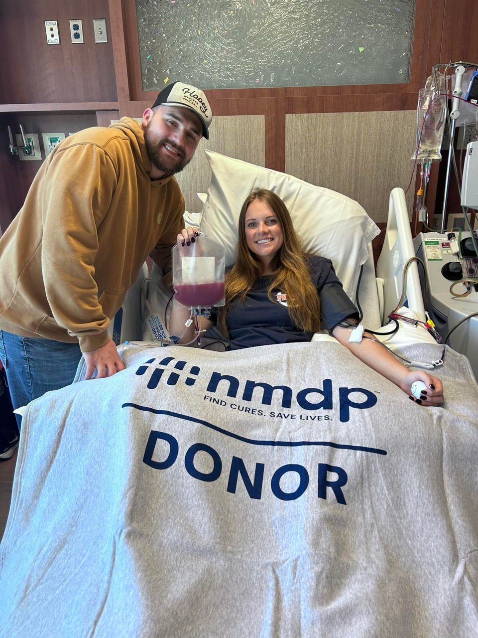 Bliie Jo and Tyler while Billie Jo donates blood