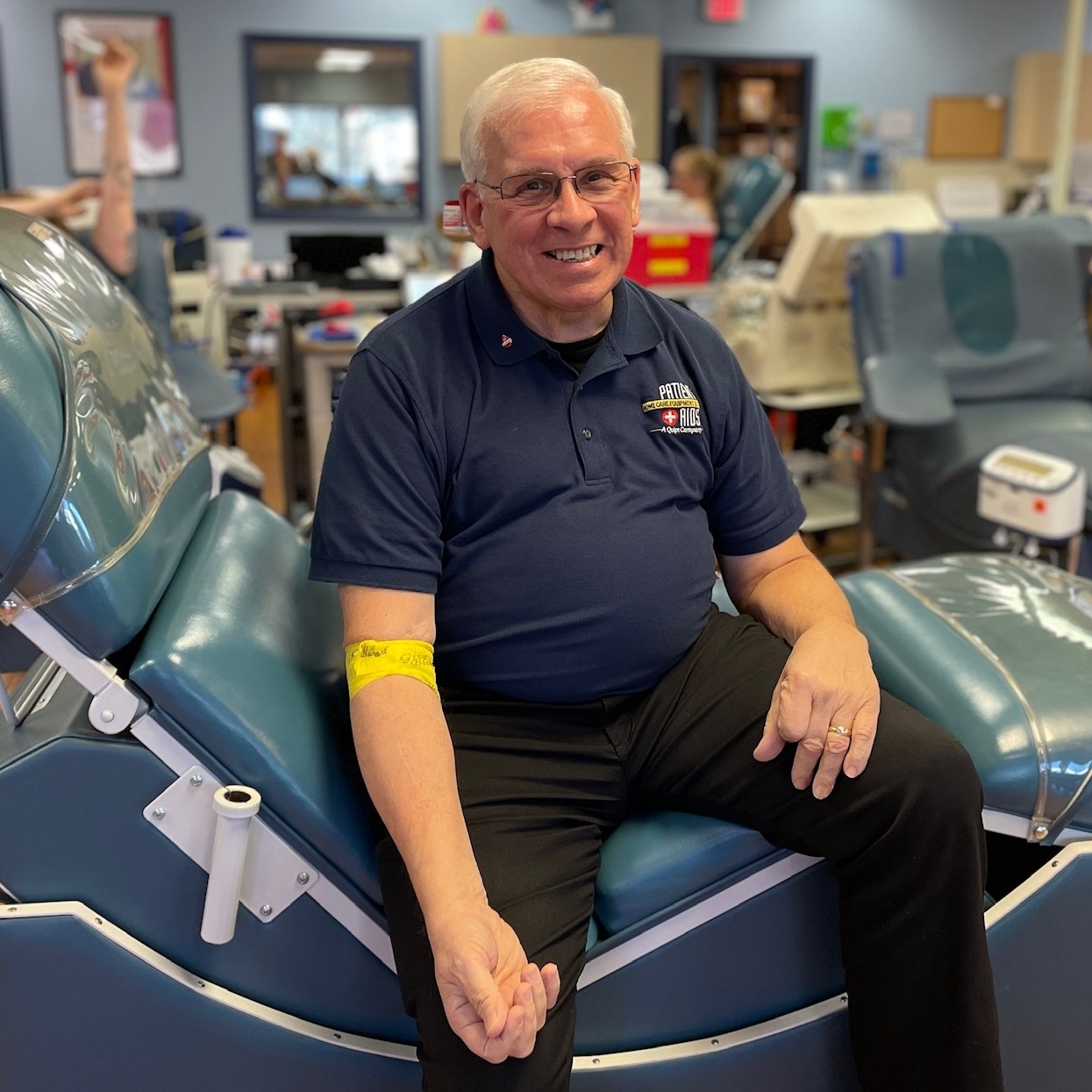 Bob Yeager after his 200th donation