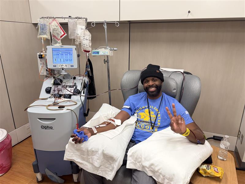 David donating white cells