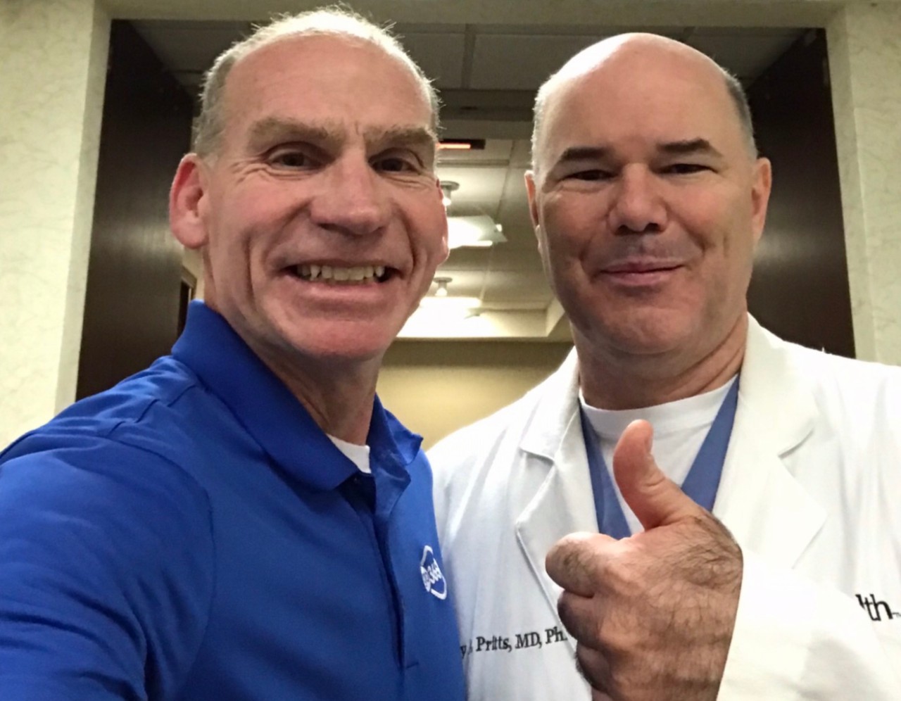 Roger pictured with Dr. Timothy Pritts of UC Health on 15th anniversary of surgery.