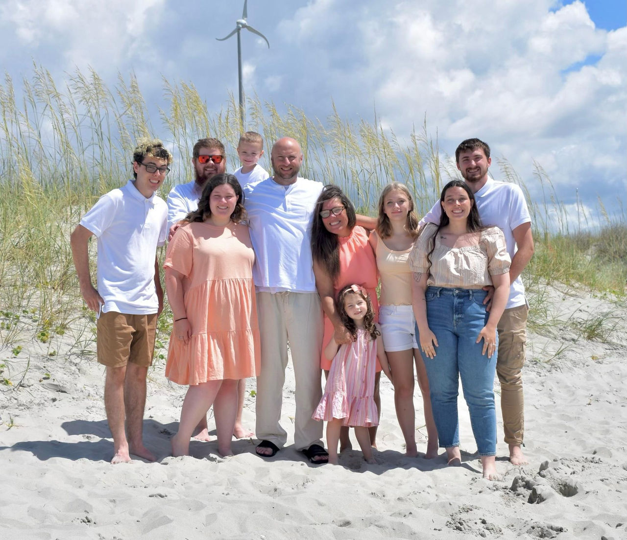 Perry and her family on the beach